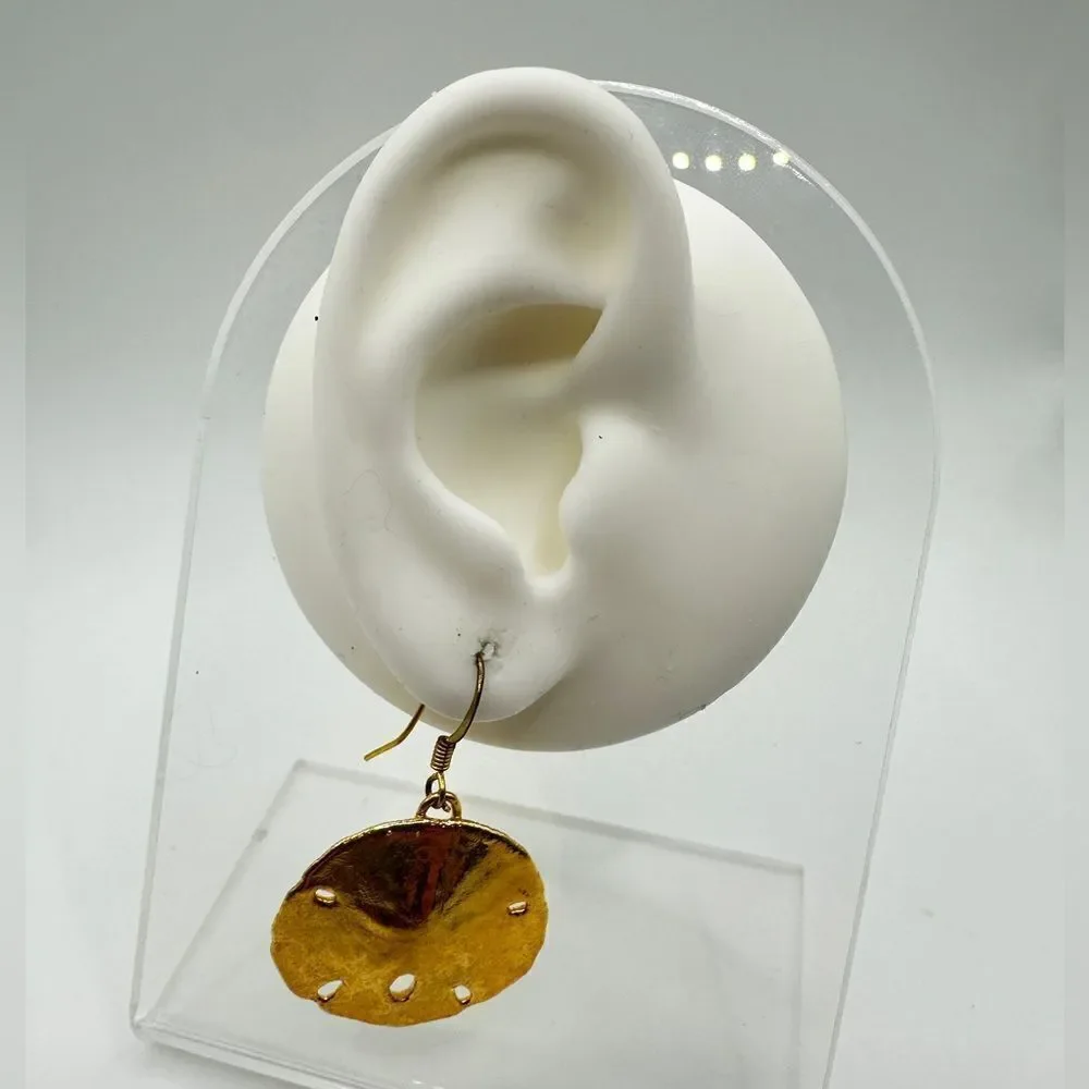 SALE! Gold tone sand dollar dangle earrings!